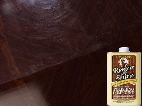 a wooden surface that has been polished using restor-a-shine showing the before and afterwards