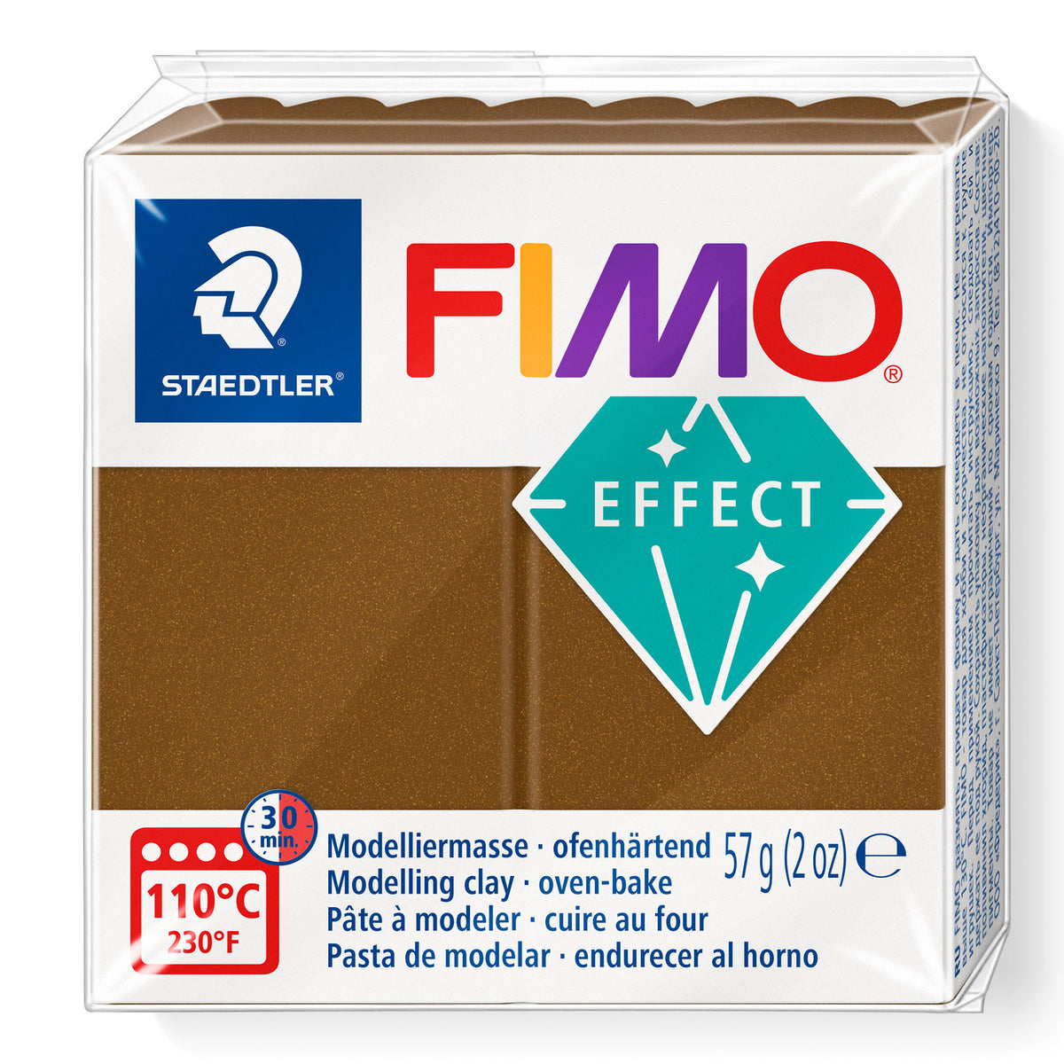 A package of Staedtler FIMO Effect Metallic Antique Bronze oven-bake modelling clay, 57g (2 oz).
