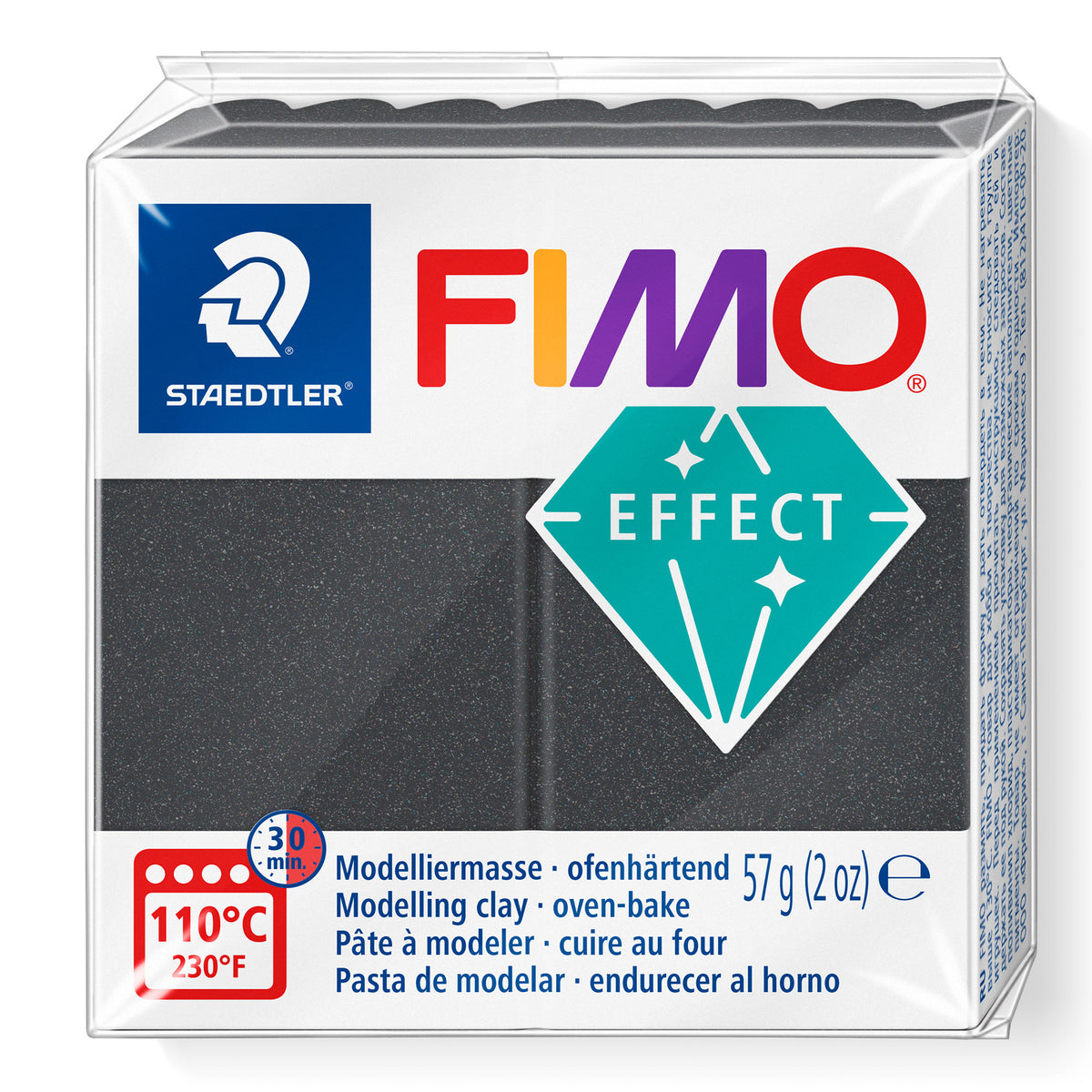 A package of Staedtler FIMO Effect Metallic Steel Grey oven-bake modelling clay, 57g (2 oz).