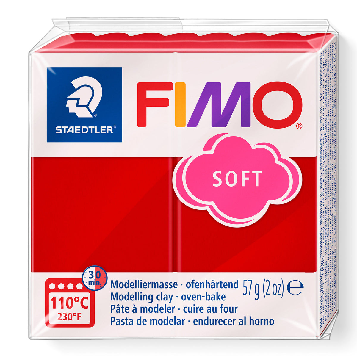 FIMO Christmas Red soft modeling clay package with Staedtler logo on a white background