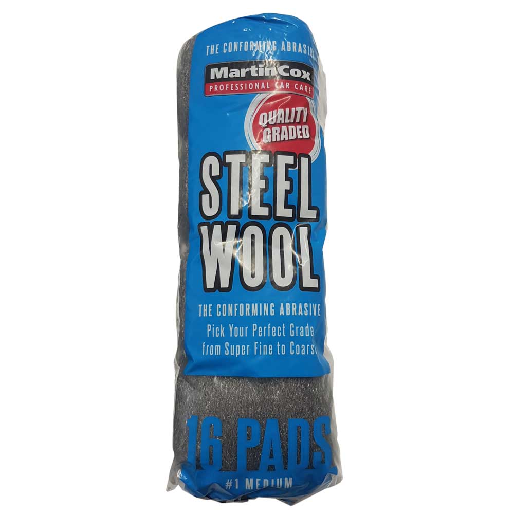 Martin Cox Steel Wool pack of 16 pads in #1 medium grade