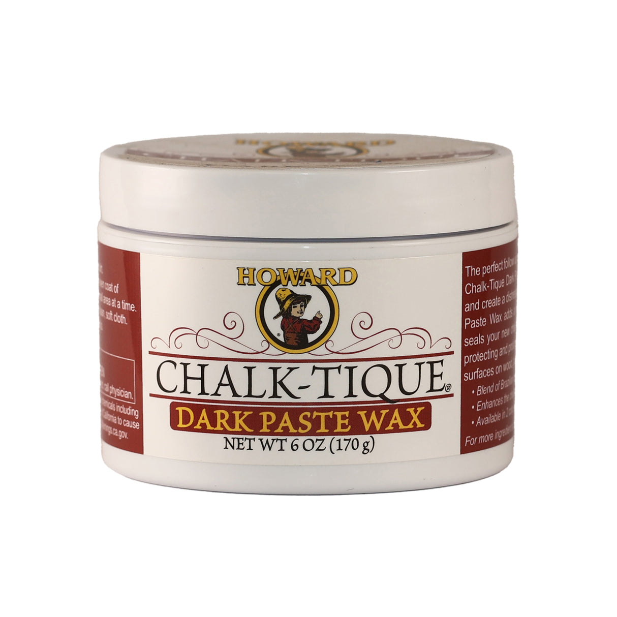 Jar of Howard Chalk-Tique Dark Paste Wax on a white background