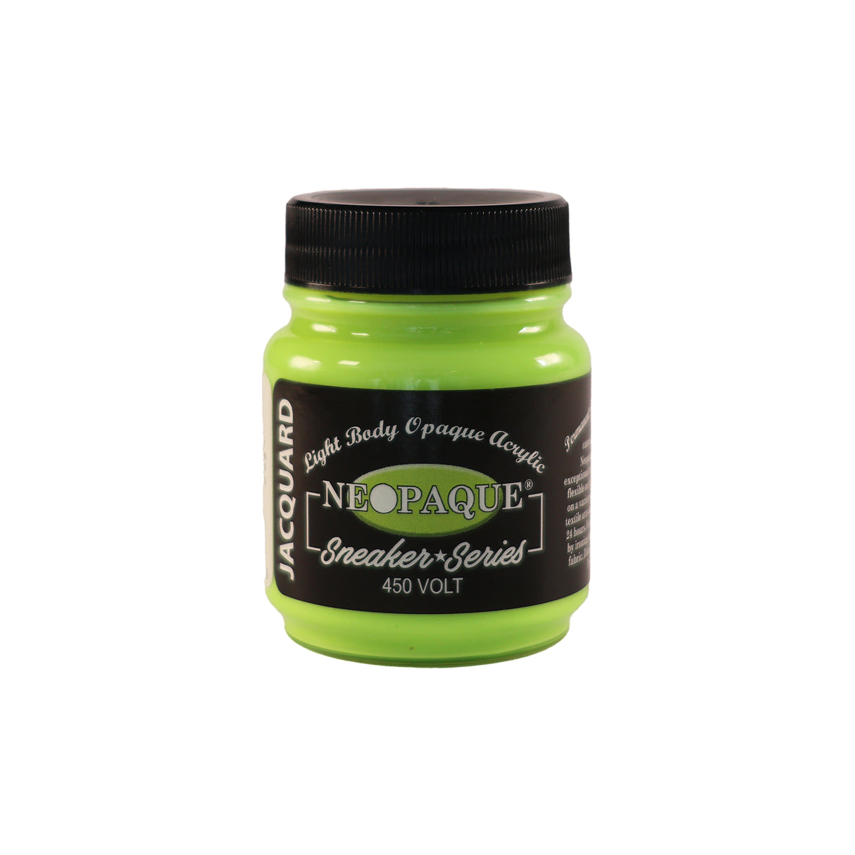 A jar of Jacquard Neo Opaque Fabric Paint Volt.