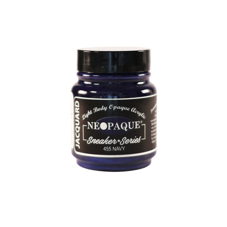 A jar of Jacquard Neo Opaque Fabric Paint Navy.