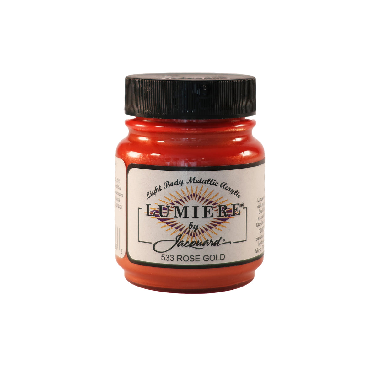 Jacquard Lumiere Metallic Pearlescent Acrylic Paints for Fabric Rose Gold.