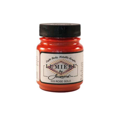 Jacquard Lumiere Metallic Pearlescent Acrylic Paints for Fabric Rose Gold.