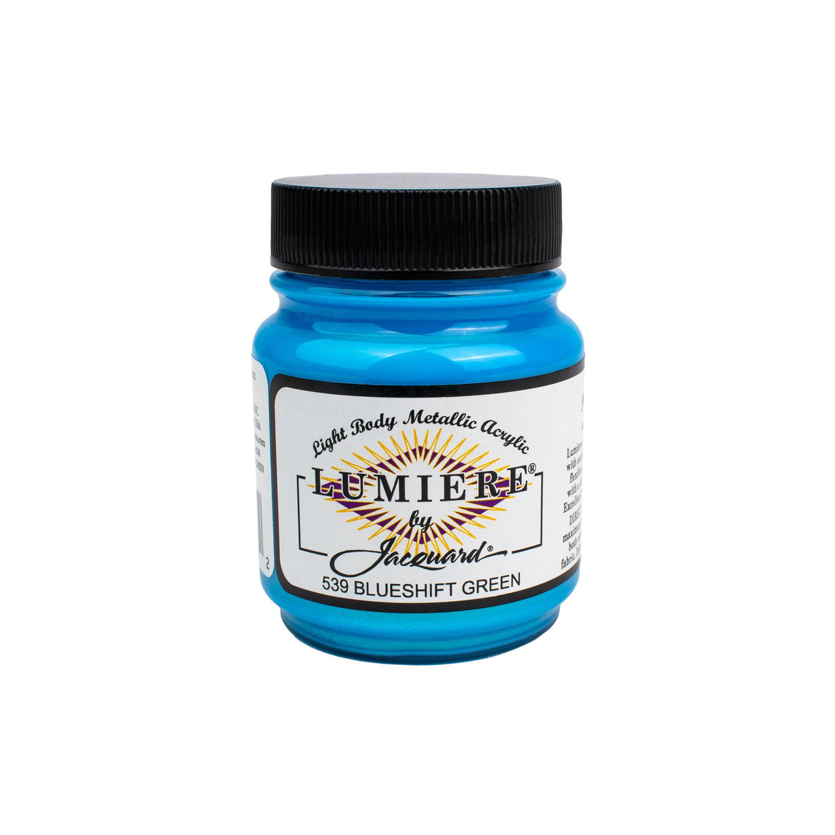 Blueshift Green paint jar with black lid on a white background