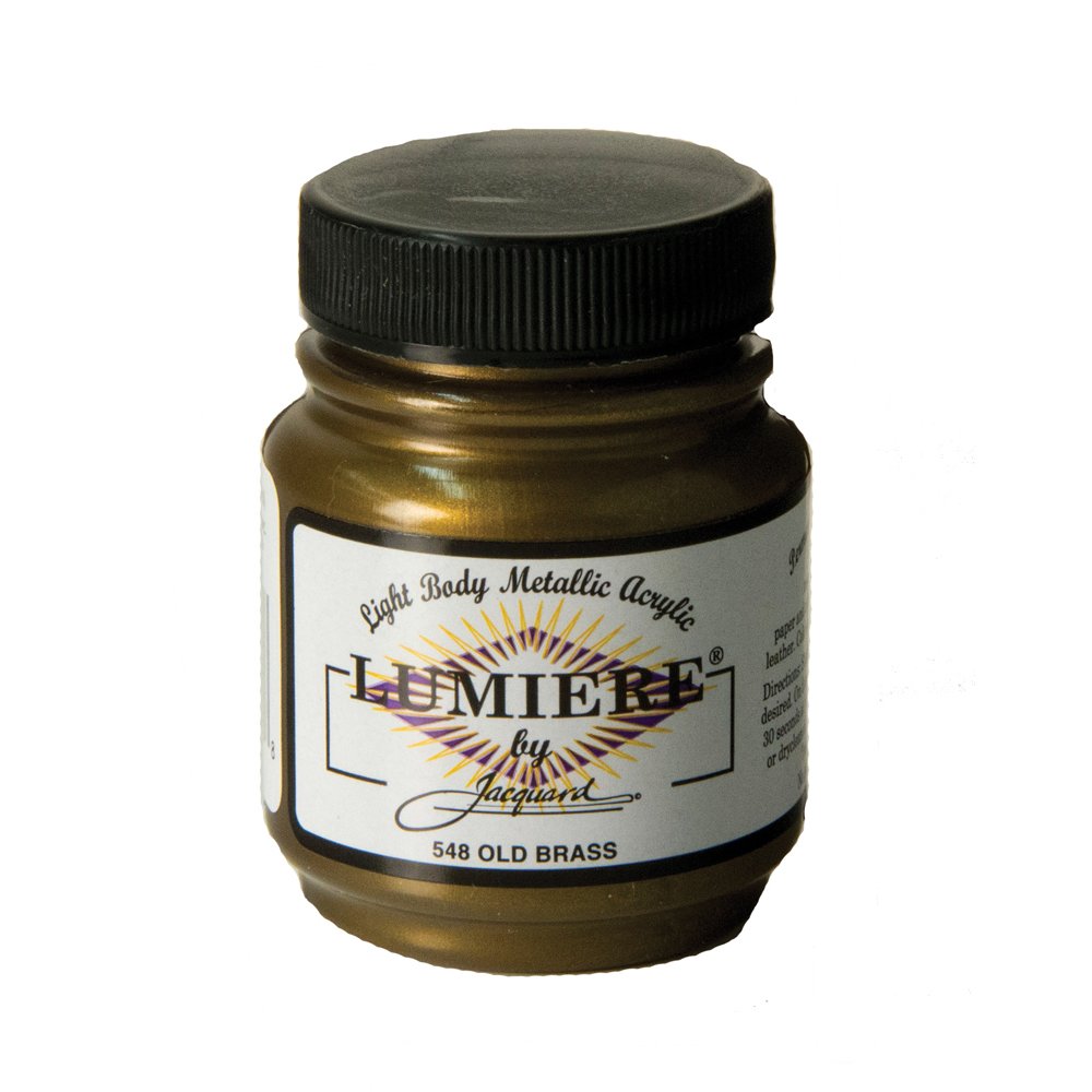 Jacquard Lumiere Metallic Pearlescent Acrylic Paints for Fabric Old Brass.