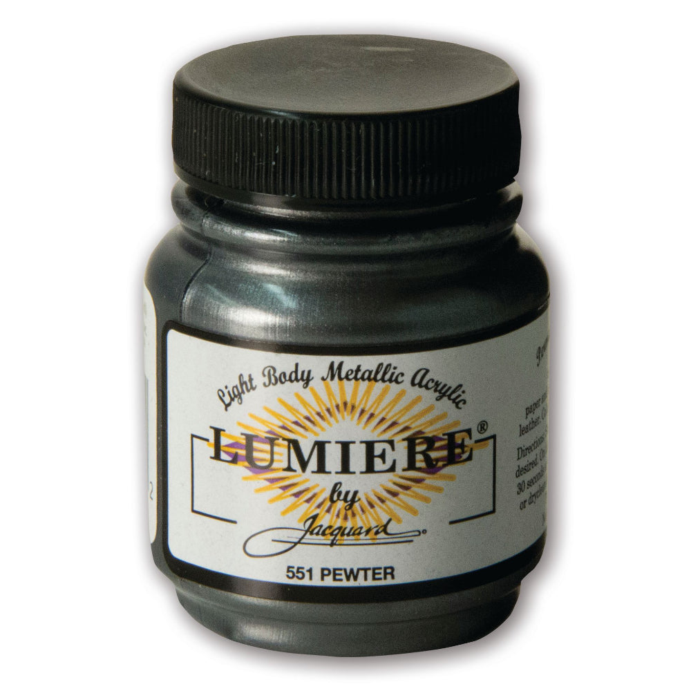 Jacquard Lumiere Metallic Pearlescent Acrylic Paints for Fabric Pewter.