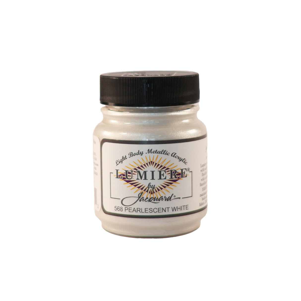 Jacquard Lumiere Metallic Pearlescent Acrylic Paints for Fabric Pearlescent White.