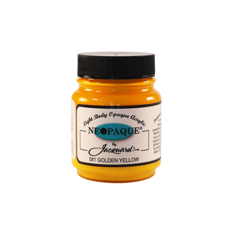 A jar of Jacquard Neo Opaque Fabric Paint  Golden Yellow.