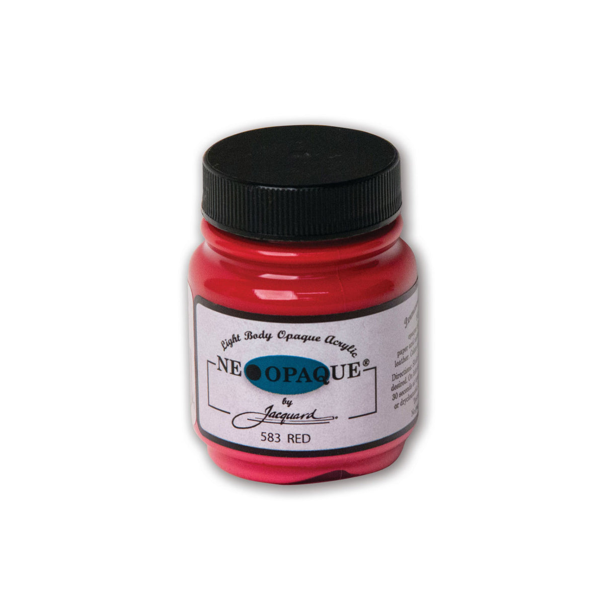 A jar of Jacquard Neo Opaque Fabric Paint Red.