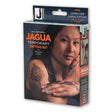 Packaging of Jagua Temporary Tattoo Kit showing the product name, an image of a person with a jagua tattoo, and the kit contents.