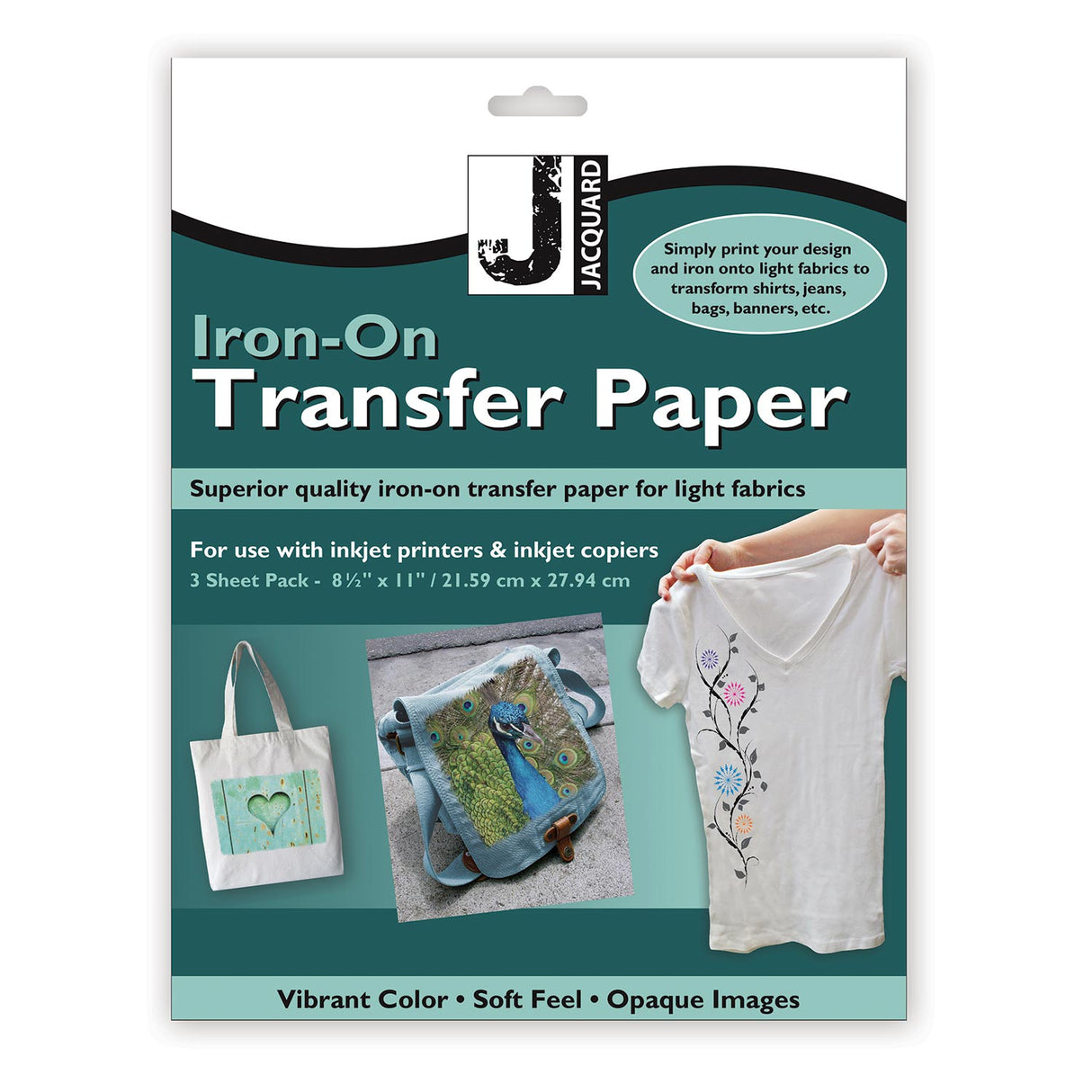 Jacquard Inkjet Iron-On Transfer Paper for Light Fabrics - 3 Sheets (JAC9720)