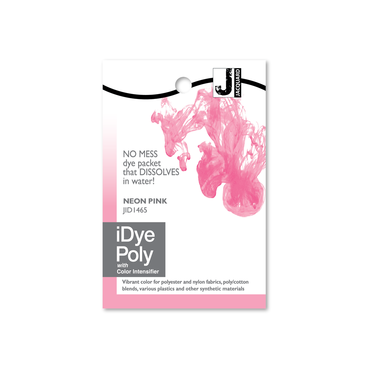 iDye Poly neon pink dye packet on a white background