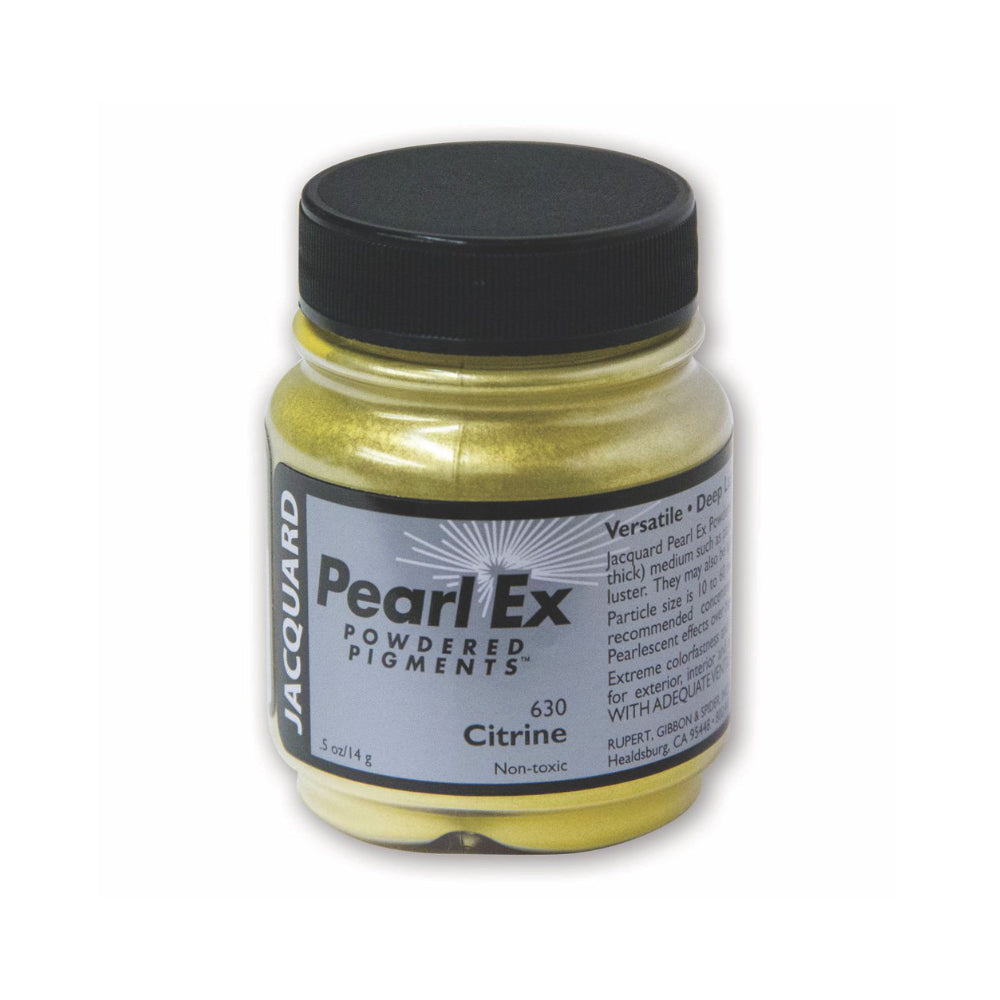 A small container of Jacquard Pearl Ex Powdered Pigments in Citrine 630