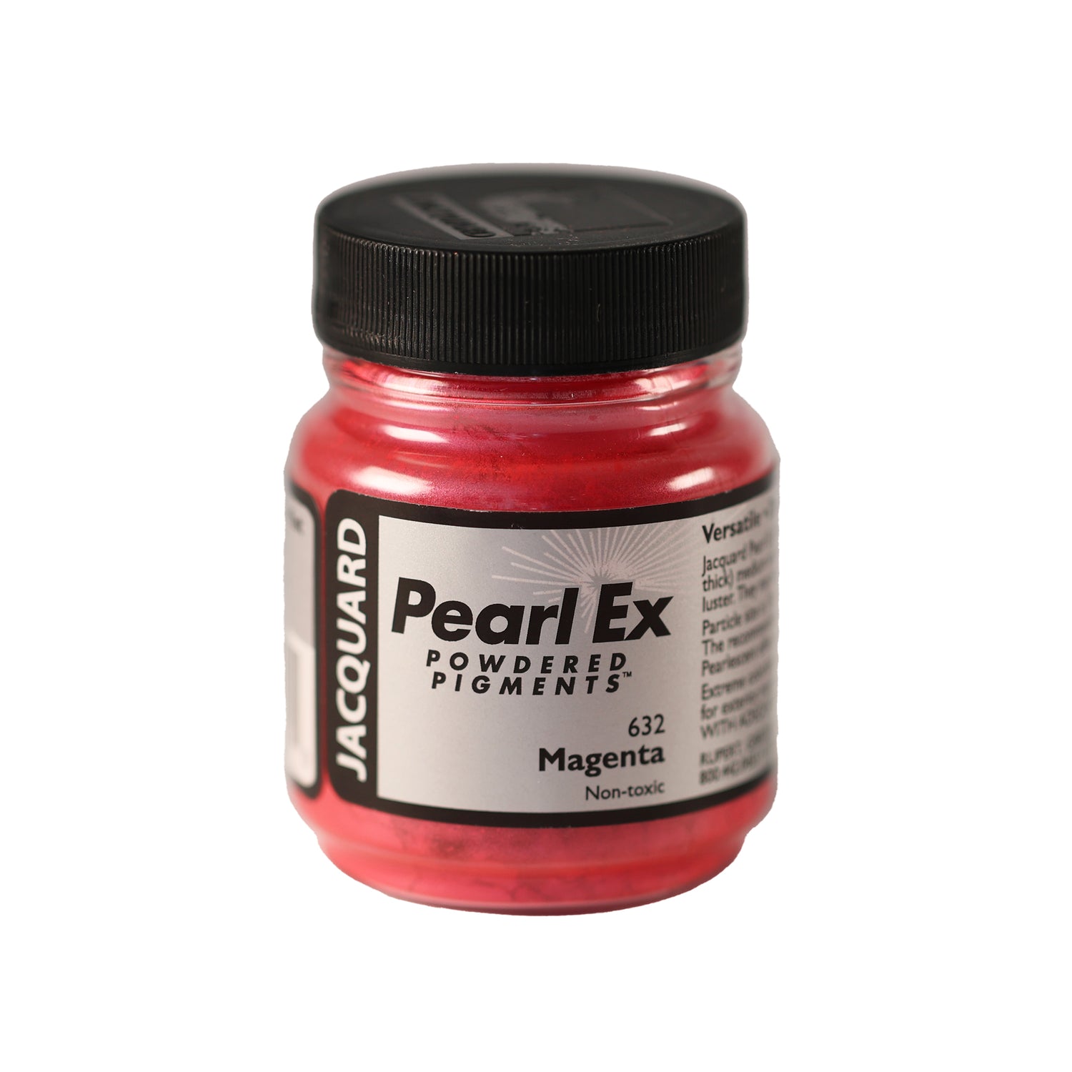 A small container of Jacquard Pearl Ex Powdered Pigments in Magenta 632