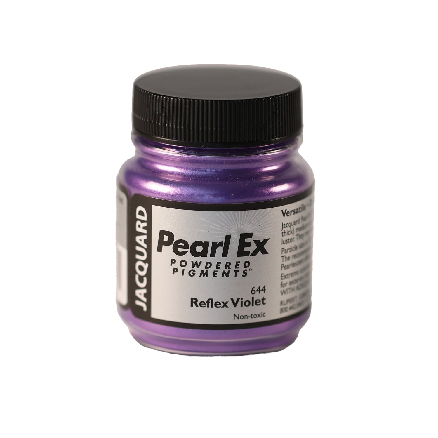 A small container of Jacquard Pearl Ex Powdered Pigments in Reflex Violet 644