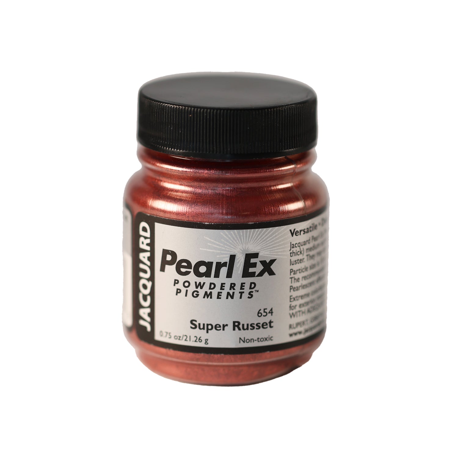 A small container of Jacquard Pearl Ex Powdered Pigments in Super Russet 654
