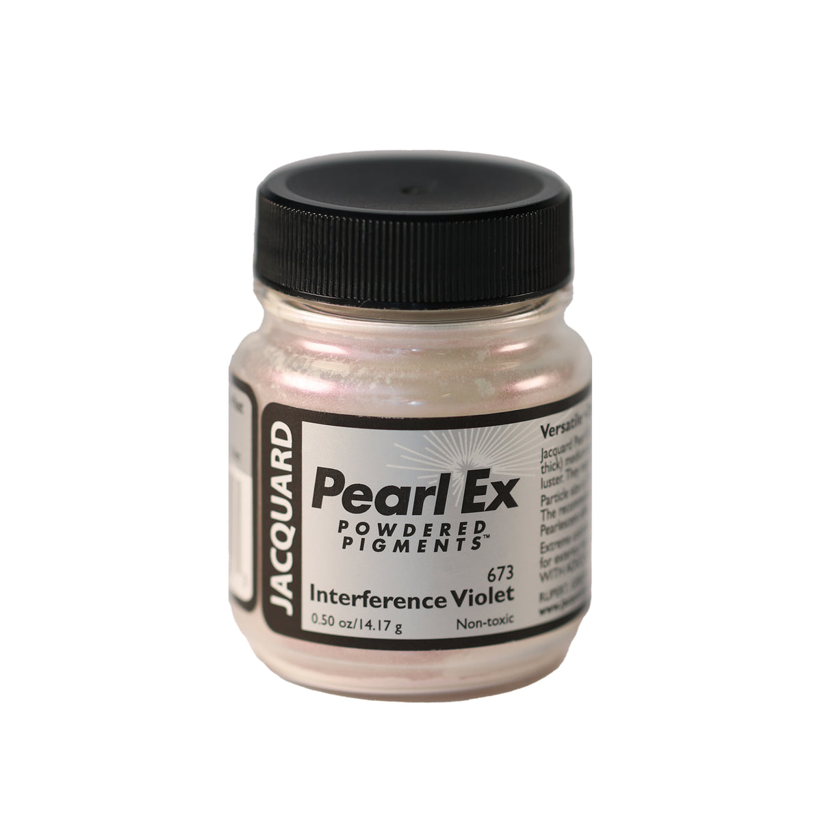 A small container of Jacquard Pearl Ex Powdered Pigments in Interference Violet 673