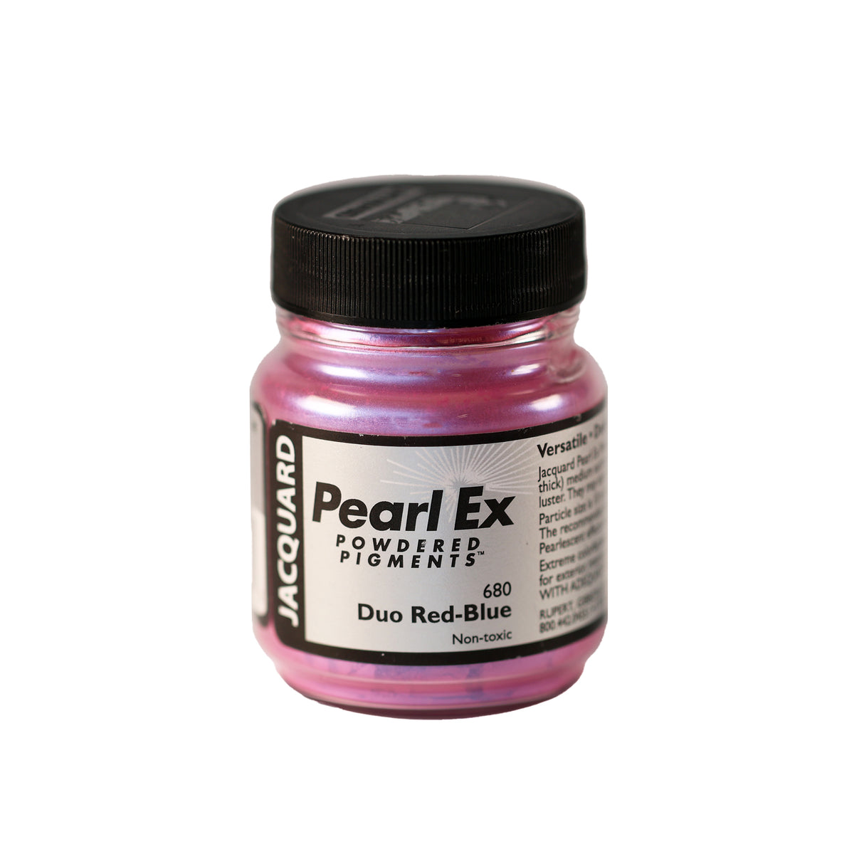A small container of Jacquard Pearl Ex Powdered Pigments in Duo Red-Blue 680