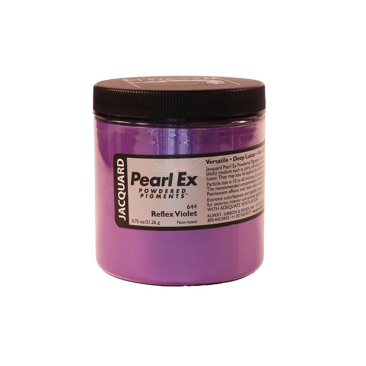 A jar of Jacquard Pearl Ex Mica Powder Pigment 644 Reflex Violet colour 21 grams