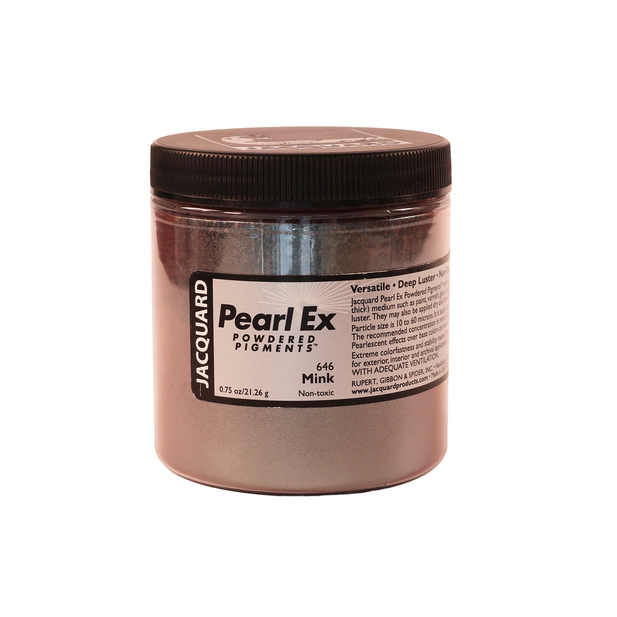 A jar of Jacquard Pearl Ex Mica Powder Pigment 646 Mink Colour 21 grams