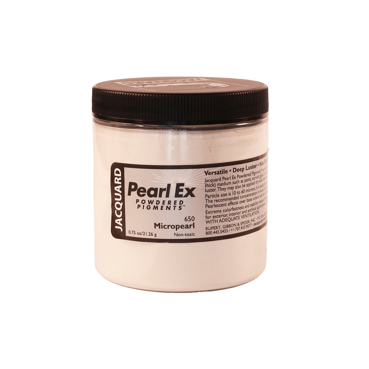 A jar of Jacquard Pearl Ex Mica Powder Pigment 650 Micropearl 21 grams