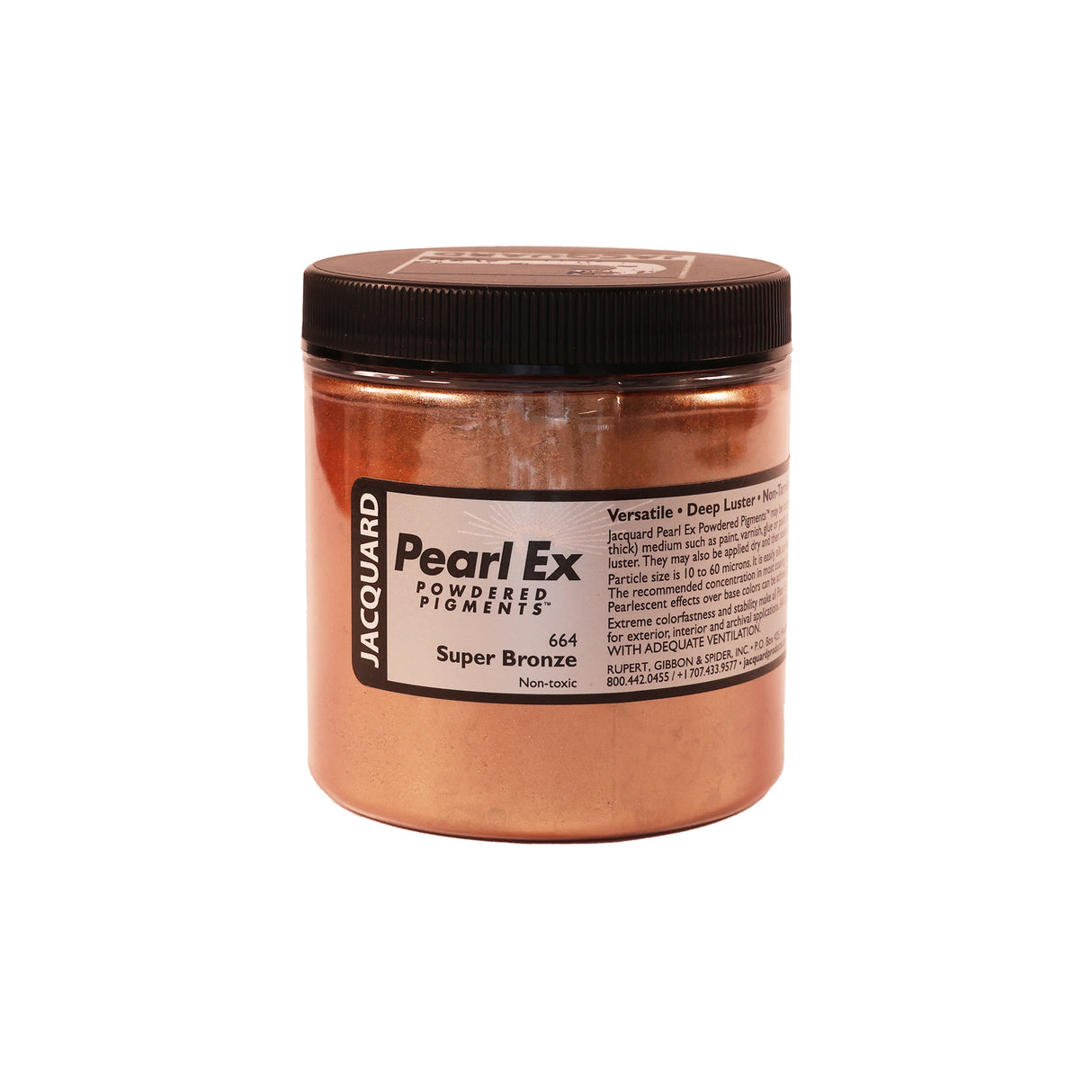 A jar of Jacquard Pearl Ex Mica Powder Pigment 664 Super Bronze