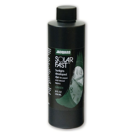 A bottle of Jacquard Solarfast Sunlight (UV) Dye Green