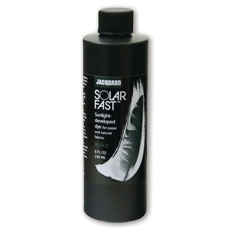 A bottle of Jacquard Solarfast Sunlight (UV) Dye Black