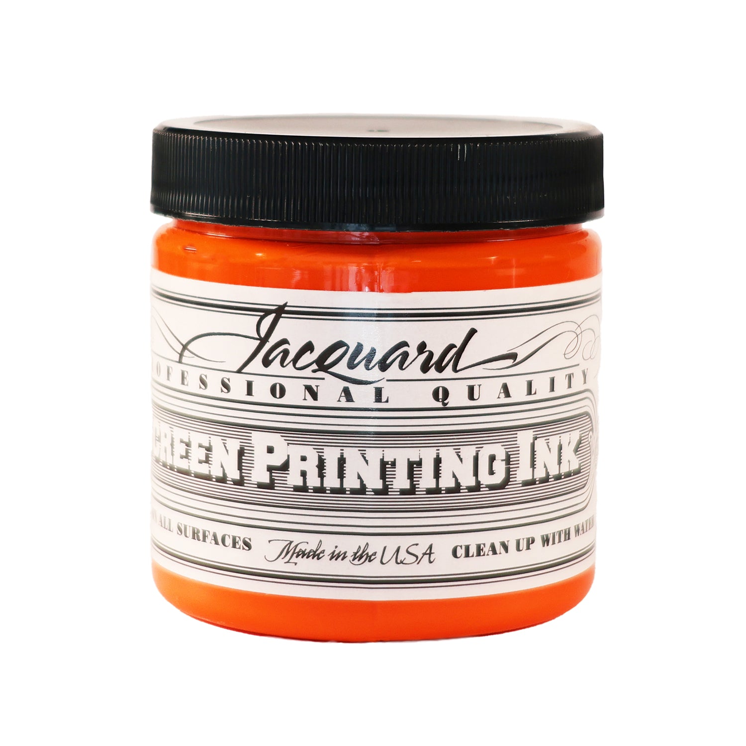 Jar of Jacquard Screen Printing Ink Orange colour.