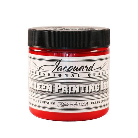 Jar of Jacquard Screen Printing Ink Red colour.