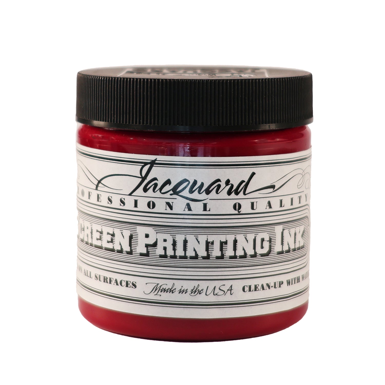 Jar of Jacquard Screen Printing Ink Magenta colour.