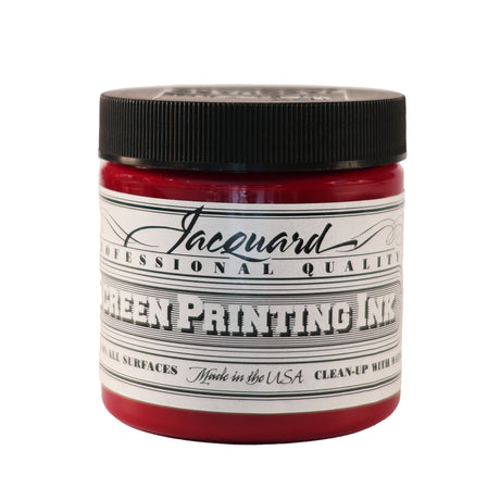 Jar of Jacquard Screen Printing Ink Magenta colour.