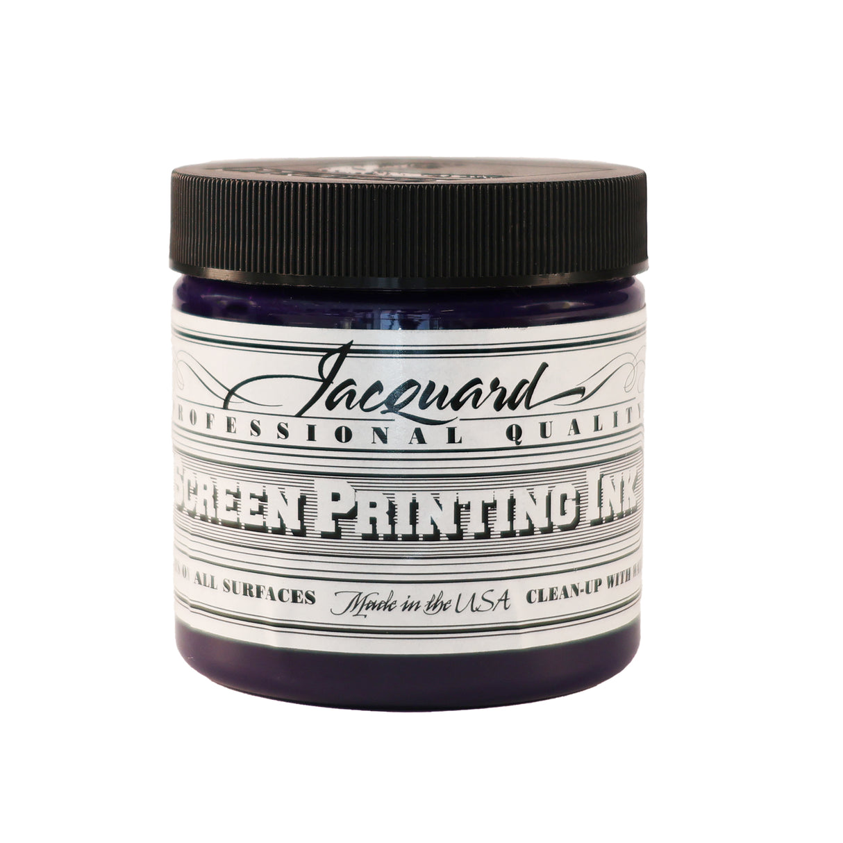 Jar of Jacquard Screen Printing Ink Violet colour.