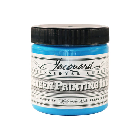 Jar of Jacquard Screen Printing Ink Sky Blue colour.