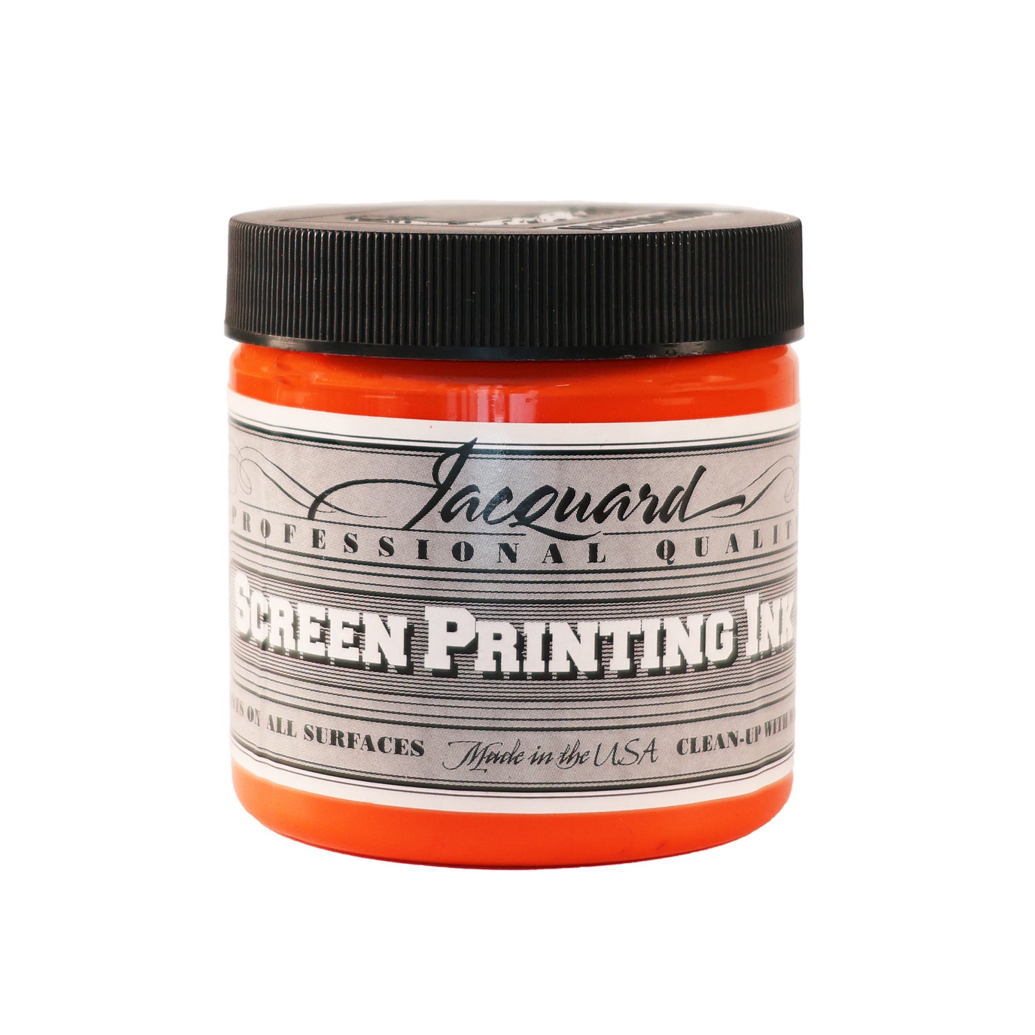 Jar of Jacquard Screen Printing Ink Opaque Orange colour.