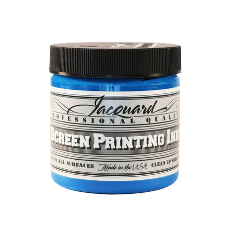 Jar of Jacquard Screen Printing Ink Opaque Blue colour.