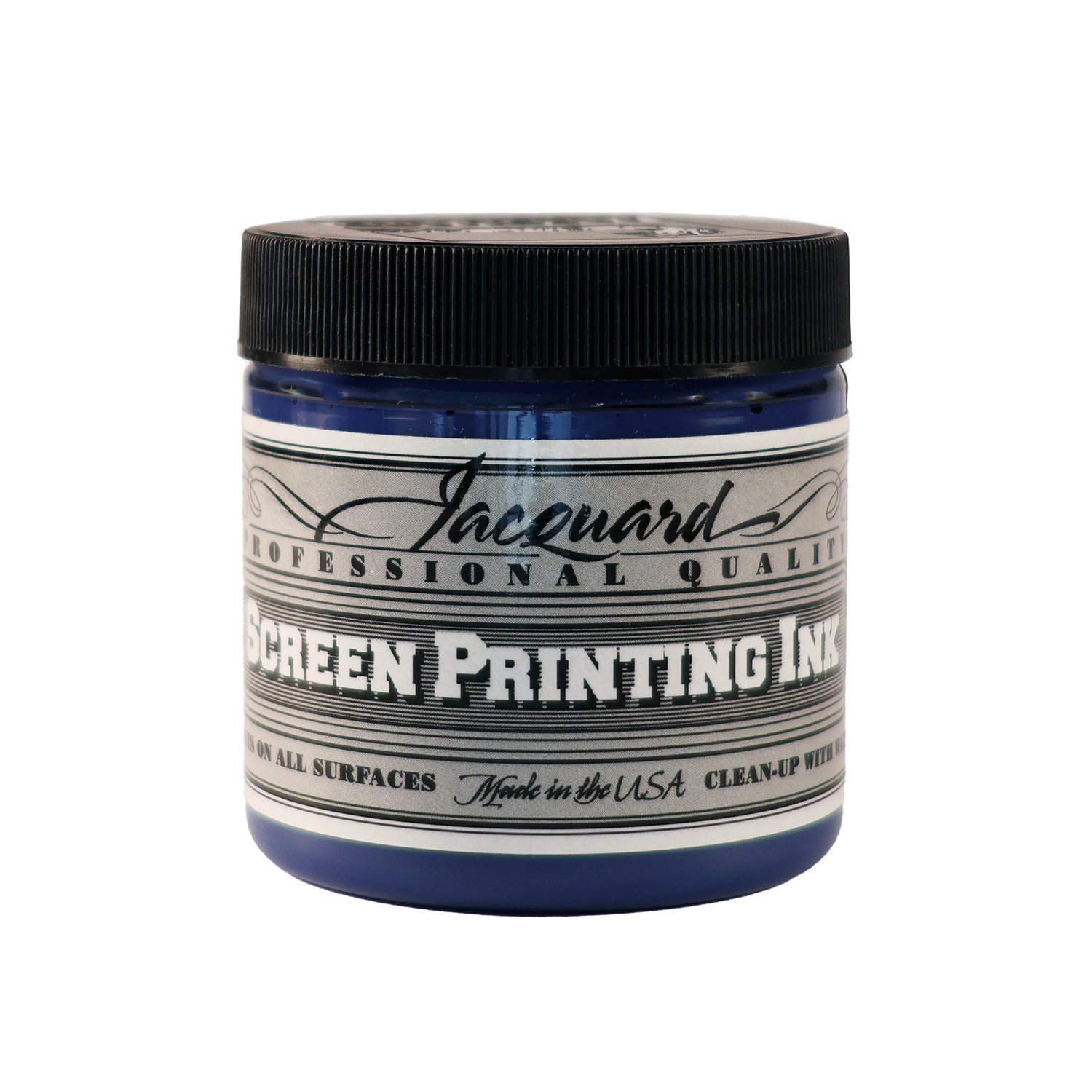 Jar of Jacquard Screen Printing Ink Opaque Navy colour.