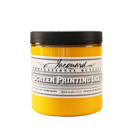 A jar of Jacquard Professional Water Based Screen Printing Ink in Yellow.