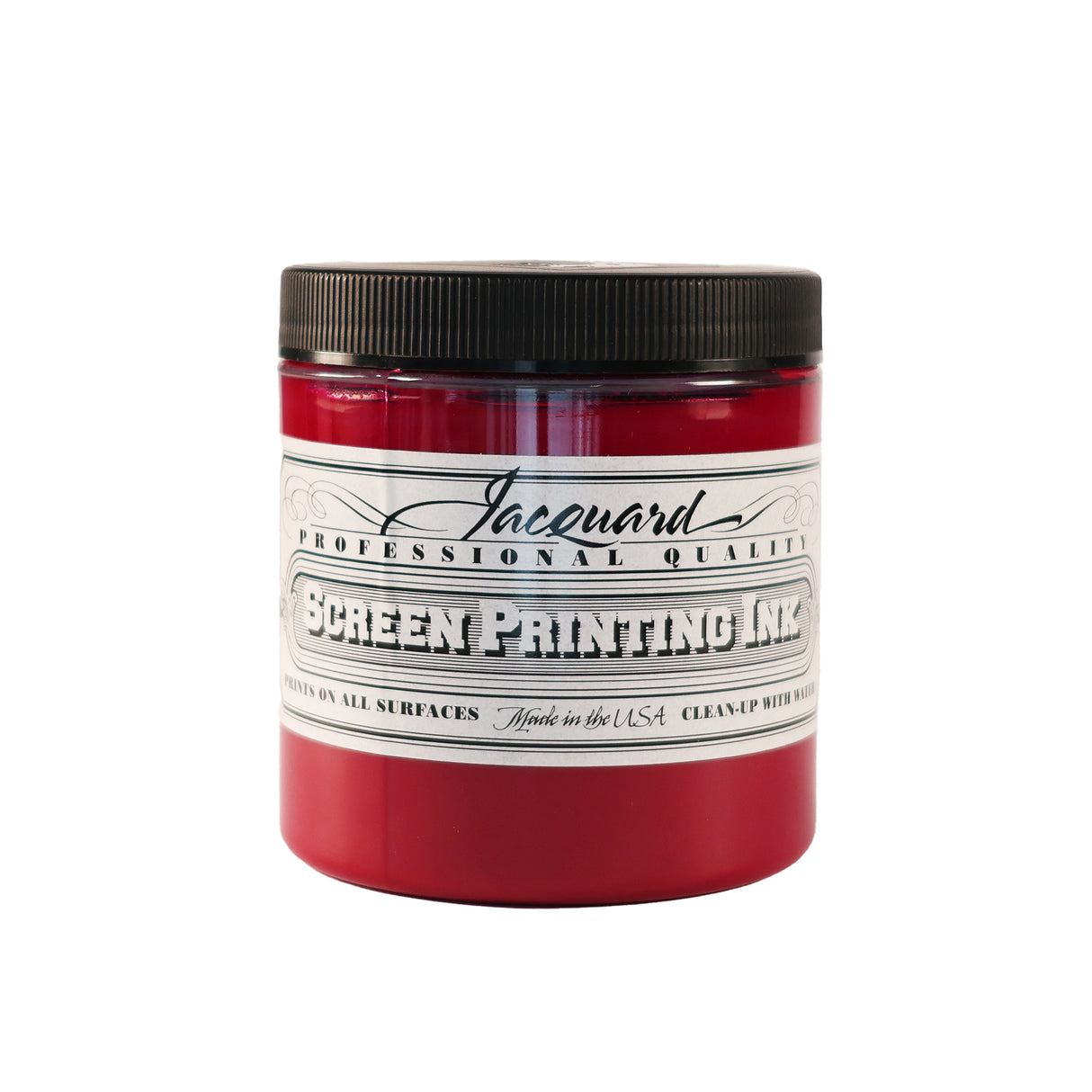 A jar of Jacquard Professional Water Based Screen Printing Ink in Magenta.
