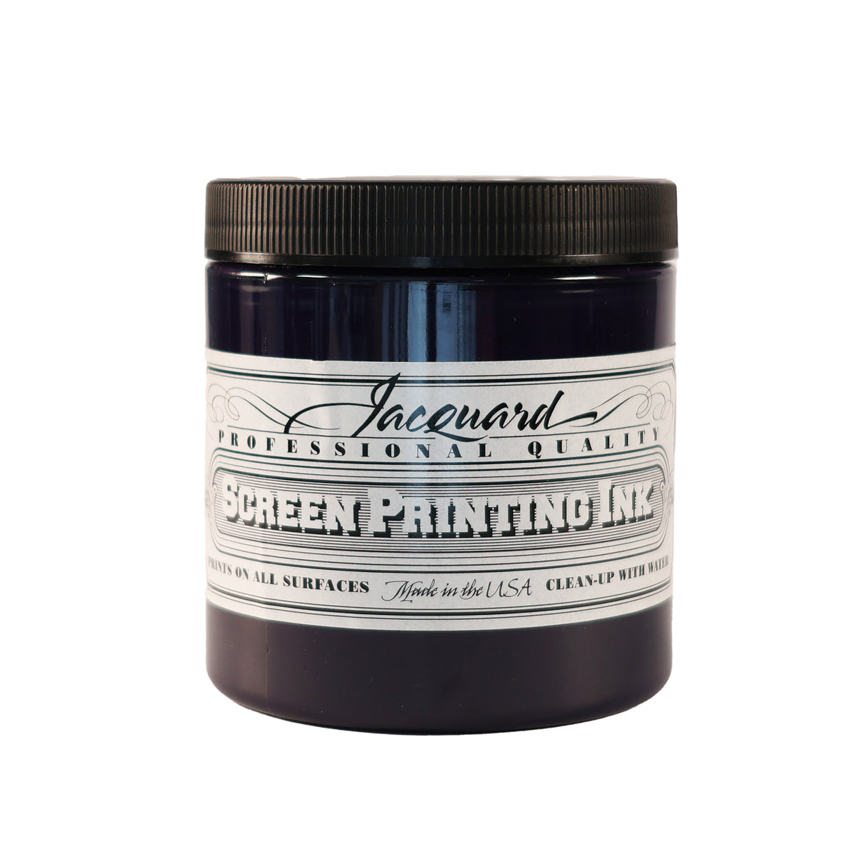 A jar of Jacquard Professional Water Based Screen Printing Ink in Violet.