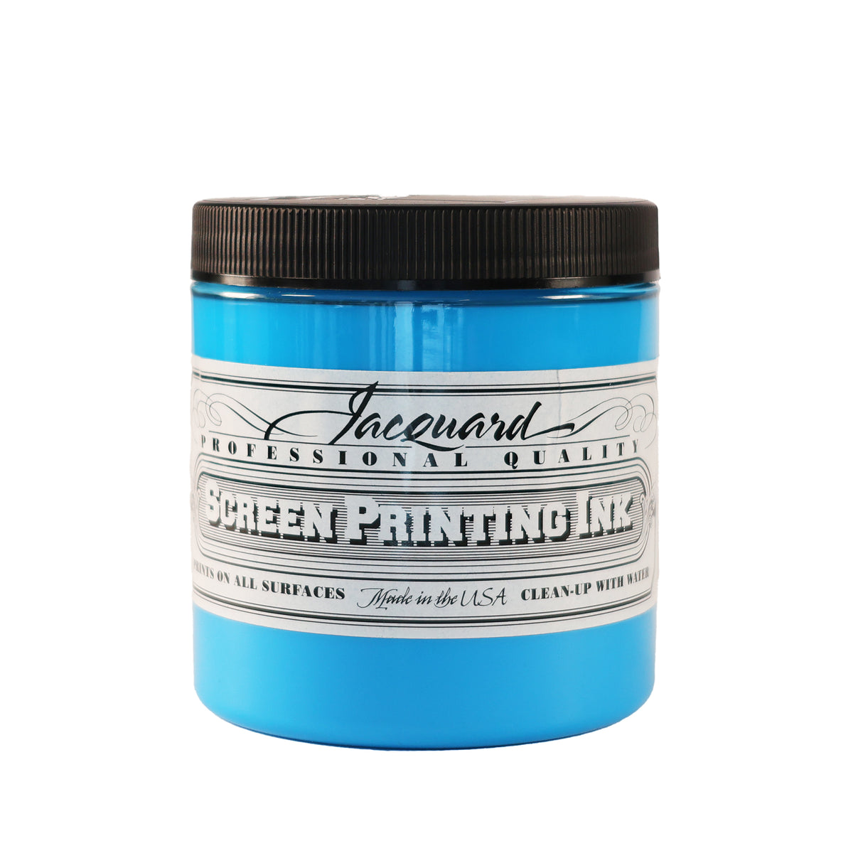 A jar of Jacquard Professional Water Based Screen Printing Ink in Sky Blue.
