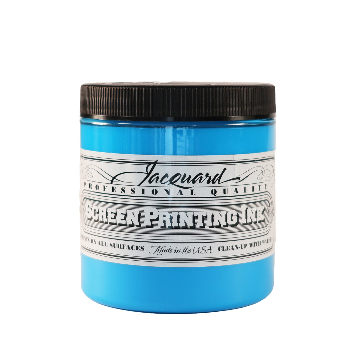 A jar of Jacquard Professional Water Based Screen Printing Ink in Sky Blue.