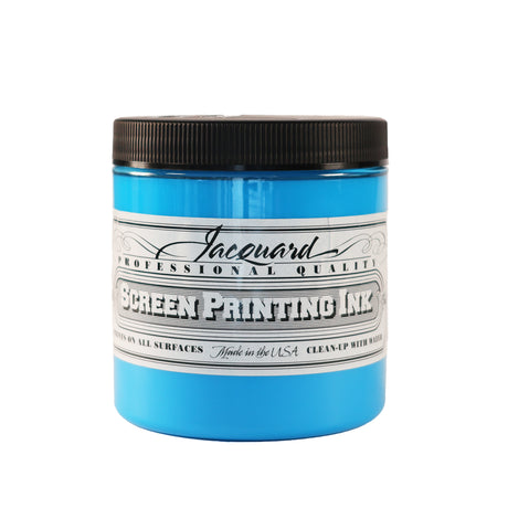 A jar of Jacquard Professional Water Based Screen Printing Ink in Sky Blue.