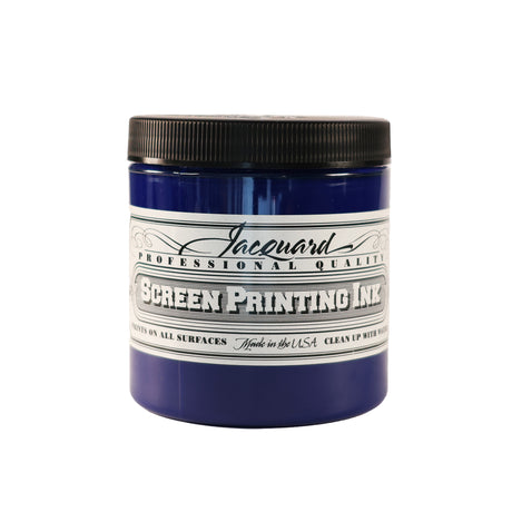 A jar of Jacquard Professional Water Based Screen Printing Ink in Blue.