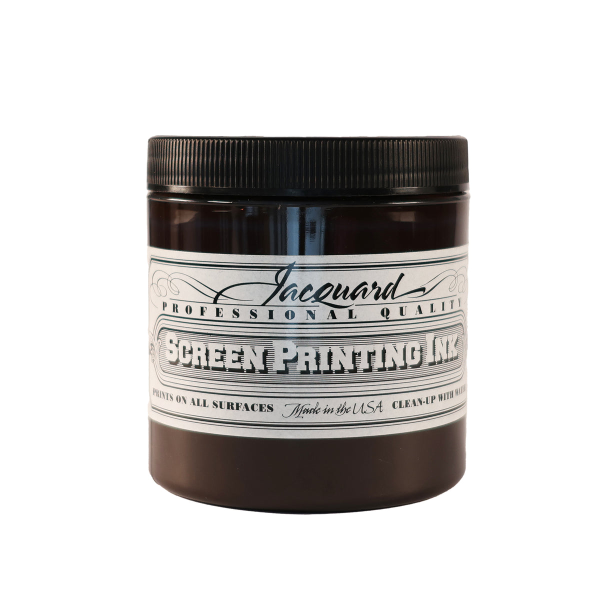 A jar of Jacquard Professional Water Based Screen Printing Ink in Brown.