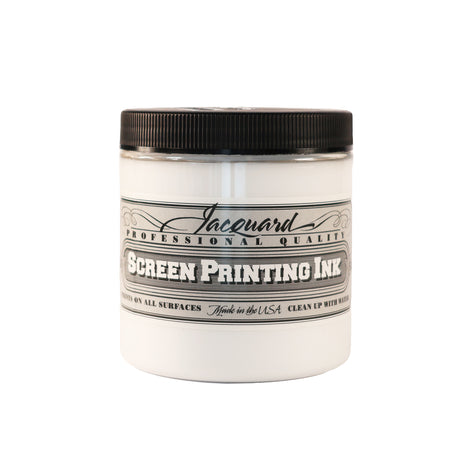 A jar of Jacquard Professional Water Based Screen Printing Ink in Super White.