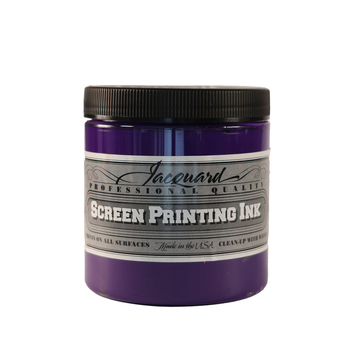 A jar of Jacquard Professional Water Based Screen Printing Ink in Opaque Violet.
